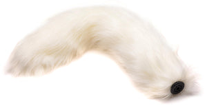 Large Vibrating Anal Plug with Interchangeable Fox Tail - White