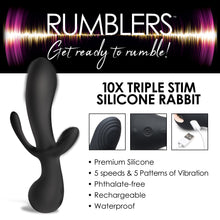 Load image into Gallery viewer, 10X Triple Stim Silicone Vibrator