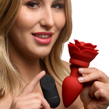 Load image into Gallery viewer, 28X Silicone Vibrating Rose Anal Plug with Remote - Large