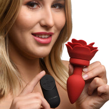 Load image into Gallery viewer, 28X Silicone Vibrating Rose Anal Plug with Remote - Medium