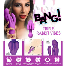 Load image into Gallery viewer, 10X Triple Rabbit Silicone Vibrator - Purple