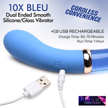 Load image into Gallery viewer, 10X Bleu Dual Ended G-Spot Silicone and Glass Vibrator