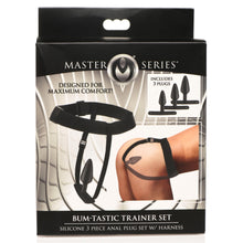 Load image into Gallery viewer, Bum-Tastic Trainer Set Silicone 3 Piece Anal Plug Set with Harness
