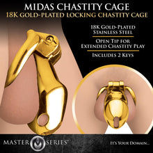 Load image into Gallery viewer, Midas 18K Gold-Plated Locking Chastity Cage