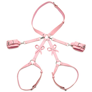 Pink Bondage Thigh Harness with Bows - M/L