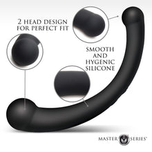 Load image into Gallery viewer, 10X Vibra-Crescent Vibrating Silicone Dual-Ended Dildo - Black-2