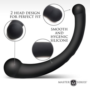 10X Vibra-Crescent Vibrating Silicone Dual-Ended Dildo - Black-2