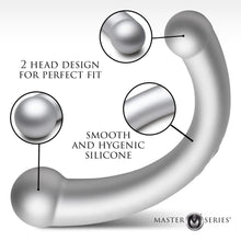 Load image into Gallery viewer, 10X Vibra-Crescent Vibrating Silicone Dual-Ended Dildo - Silver-2
