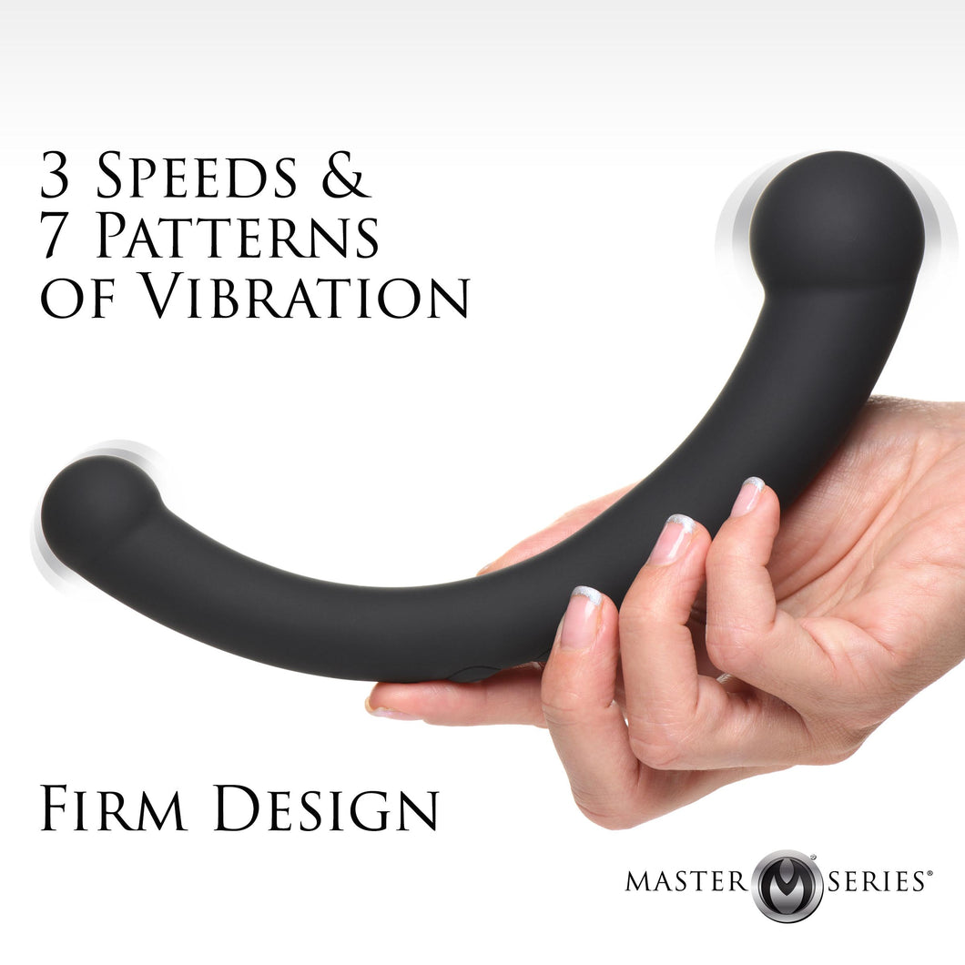 10X Vibra-Crescent Vibrating Silicone Dual-Ended Dildo - Black-0