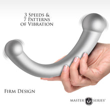 Load image into Gallery viewer, 10X Vibra-Crescent Vibrating Silicone Dual-Ended Dildo - Silver-0