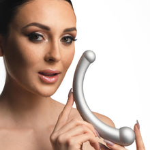 Load image into Gallery viewer, 10X Vibra-Crescent Vibrating Silicone Dual-Ended Dildo - Silver-1