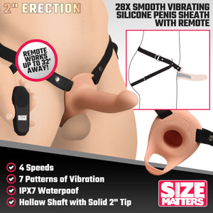 2 Inch Erection 28X Smooth Vibrating Silicone Penis Sheath with Remote - Light-1