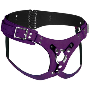 Bodice Deluxe Leather Corset Harness - Purple-4