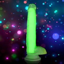 Load image into Gallery viewer, 7 Inch Glow-in-the-Dark Silicone Dildo with Balls - Green-0