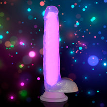 Load image into Gallery viewer, 7 Inch Glow-in-the-Dark Silicone Dildo with Balls - Pink-0