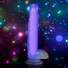 Load image into Gallery viewer, 7 Inch Glow-in-the-Dark Silicone Dildo with Balls - Purple-0