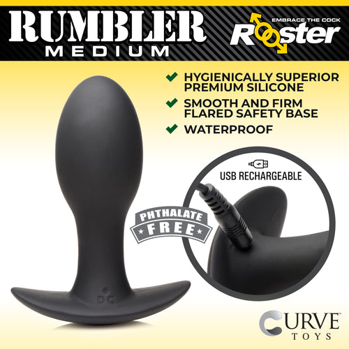 Rooster Rumbler Medium Vibrating Silicone Butt Plug
