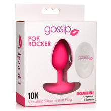 Load image into Gallery viewer, 10X Pop Rocker Vibrating Silicone Plug with Remote - Magenta