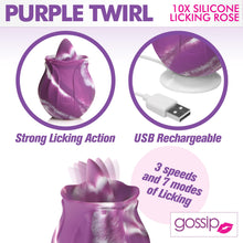 Load image into Gallery viewer, 10X Purple Twirl Silicone Licking Rose