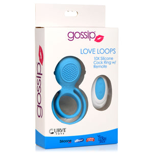 Love Loops 10X Silicone Cock Ring with Remote - Blue-4