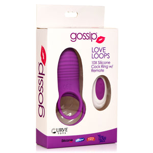 Love Loops 10X Silicone Cock Ring with Remote - Purple-4