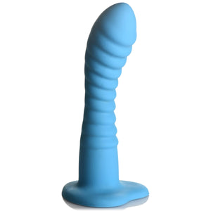 Ribbed Silicone Blue Dildo-2