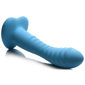 Ribbed Silicone Blue Dildo-3