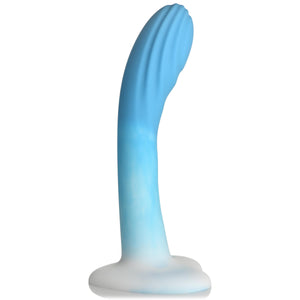 Rippled Silicone Blue and White Dildo-2