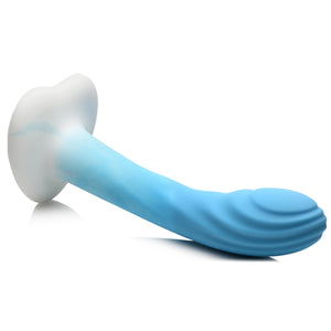 Rippled Silicone Blue and White Dildo-3