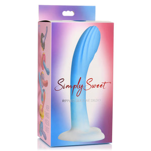 Rippled Silicone Blue and White Dildo-5