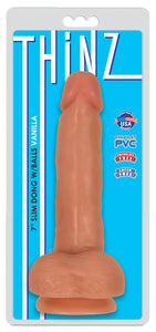 Thinz 7 Inch Slim Dildo with Balls - Light