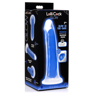 7 Inch Glow-in-the-Dark Silicone Dildo - Blue-5