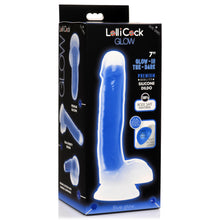 Load image into Gallery viewer, 7 Inch Glow-in-the-Dark Silicone Dildo with Balls - Blue