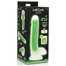 Load image into Gallery viewer, 7 Inch Glow-in-the-Dark Silicone Dildo with Balls - Green-5