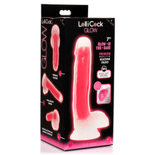 Load image into Gallery viewer, 7 Inch Glow-in-the-Dark Silicone Dildo with Balls - Pink-5