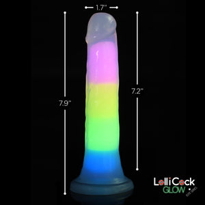 7 Inch Glow-in-the-Dark Rainbow Silicone Dildo-3