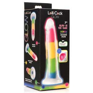 7 Inch Glow-in-the-Dark Rainbow Silicone Dildo-5