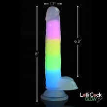 Load image into Gallery viewer, 7 Inch Glow-in-the-Dark Rainbow Silicone Dildo with Balls-3