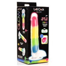 Load image into Gallery viewer, 7 Inch Glow-in-the-Dark Rainbow Silicone Dildo with Balls-5