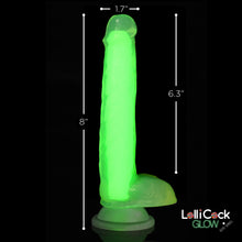 Load image into Gallery viewer, 7 Inch Glow-in-the-Dark Silicone Dildo with Balls - Green-3