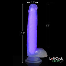 Load image into Gallery viewer, 7 Inch Glow-in-the-Dark Silicone Dildo with Balls - Purple-3