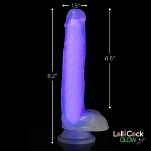 7 Inch Glow-in-the-Dark Silicone Dildo with Balls - Purple-3