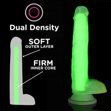 Load image into Gallery viewer, 7 Inch Glow-in-the-Dark Silicone Dildo with Balls - Green-2