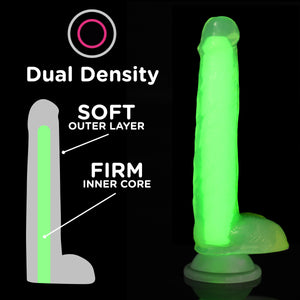 7 Inch Glow-in-the-Dark Silicone Dildo with Balls - Green-2