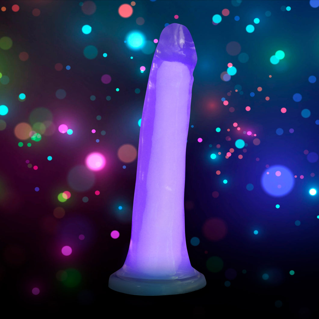 7 Inch Glow-in-the-Dark Silicone Dildo - Purple-0