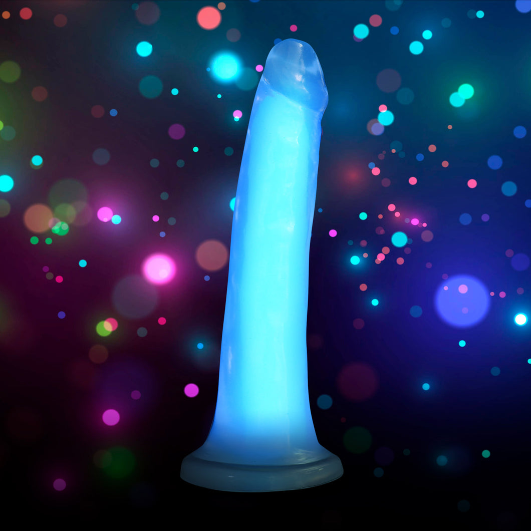 7 Inch Glow-in-the-Dark Silicone Dildo - Blue-0