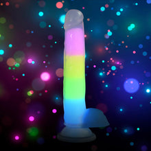 Load image into Gallery viewer, 7 Inch Glow-in-the-Dark Rainbow Silicone Dildo with Balls-0