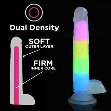 Load image into Gallery viewer, 7 Inch Glow-in-the-Dark Rainbow Silicone Dildo with Balls-2