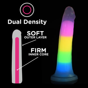 7 Inch Glow-in-the-Dark Rainbow Silicone Dildo-2