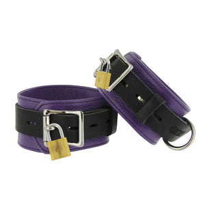 Strict Leather Purple and Black Deluxe Locking Ankle Cuffs